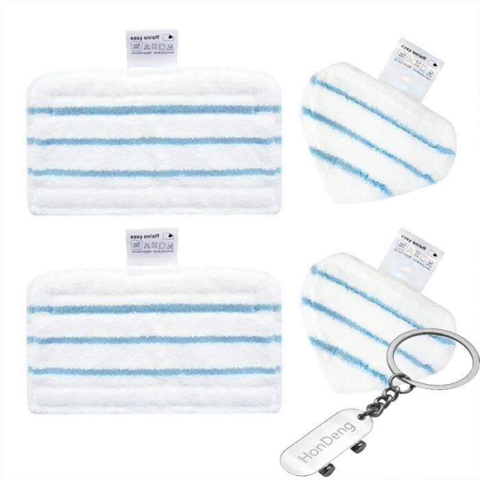 Lot de 4 : Kit de Lingettes Microfibres Rectangulaires et Triangulaires pour les Balais Vapeur Black+Decker FSM1630 Deluxe