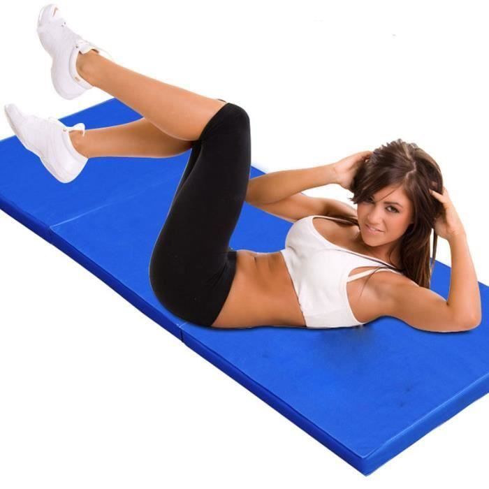 tapis de gymnastique pliantes 180 x 60 x 5cm (bleu)