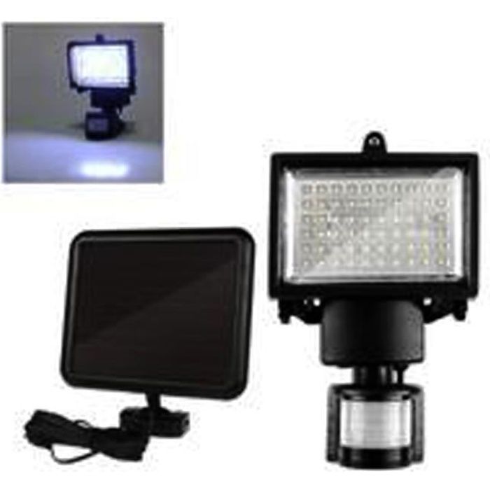 60 LED Solaire PIR Lampe de sécurité à détecteur de mouvement Lumière crue pour Jardin Garage Cabanon Allée Porche Pont