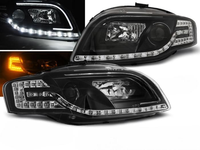 Paire de feux phares Audi A4 B7 04-08 Daylight led LTI noir cligno led-27361043