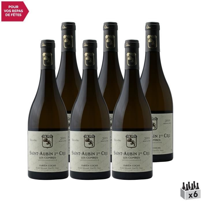 Saint-Aubin 1er Cru Les Combes Blanc 2019 - Lot de 6x75cl - Domaine Fabien Coche - Vin AOC Blanc de Bourgogne - Cépage Chardonnay