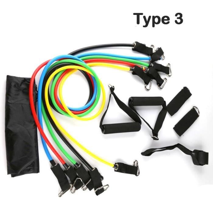 Bandes de résistance 11 en 1 Latex 100LB Pilates Yoga Crossfit Fitness force Tubes tirer la corde - Modèle: Type 3 - HSJSTLDA02222