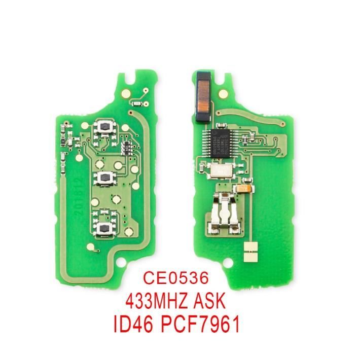 Coque clé,Carte électronique clé à distance Dandkey pour Peugeot 407 407 307 308 citroën C2 C3 C4 Fob ASK - Type 3BT CE0536 ASK