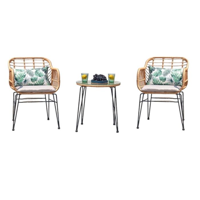 Galicia - Salon de balcon rotin beige & fer