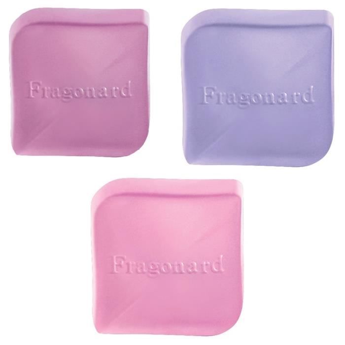 FRAGONARD Lot de 3 Savon Transparents Glycérinés Rose Lavande Violette 125 g x 3