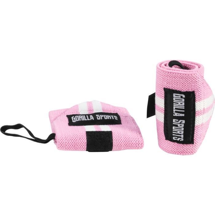 Bande de maintien poignet pink-blanc Gorilla Sports