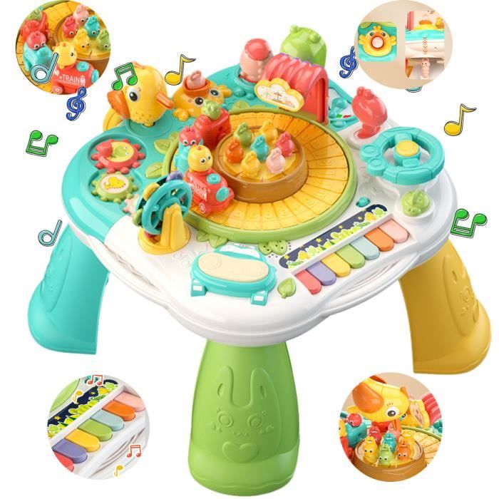 Table d'activité 10 en 1,Jouet Musical Tambour Bébé,Table d'Activité Musicale Jeux Éducatif Cadeau pour Enfant Fille Garçon 3+ Ans