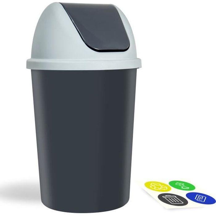 Poubelle 40 litres avec Couvercle Autocollants tri poubelle tri déchets Poubelle cuisine