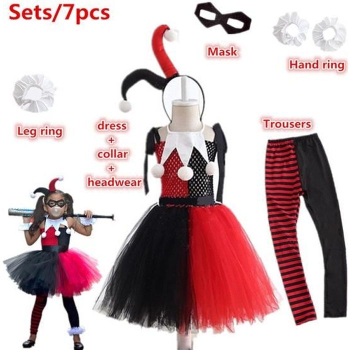 Costume d'halloween pour enfants clown femme Harry Quinn anime Cosplay costumes carnaval fête de noël vêtements COS robe pour les fi