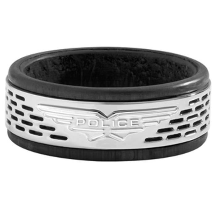 Bague homme POLICE JEWELS POZAS PJ.26467RSS0110. Noir. Argent. Acier inoxydable. 62.