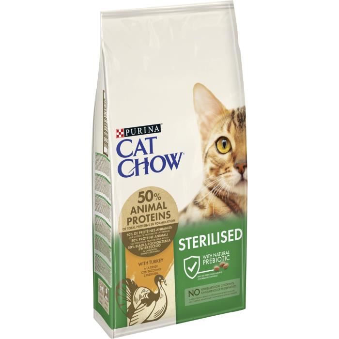 PURINA CAT CHOW Croquettes pour chat adulte stérilisé - Riche en dinde - 10 kg