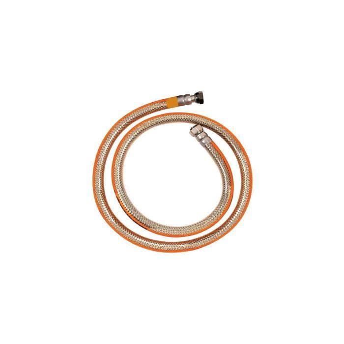 Tuyau de gaz Butane et Propane NF à visser en inox 1,50 m - Sans date limite d'utilisation - TUY4010 - Ribiland