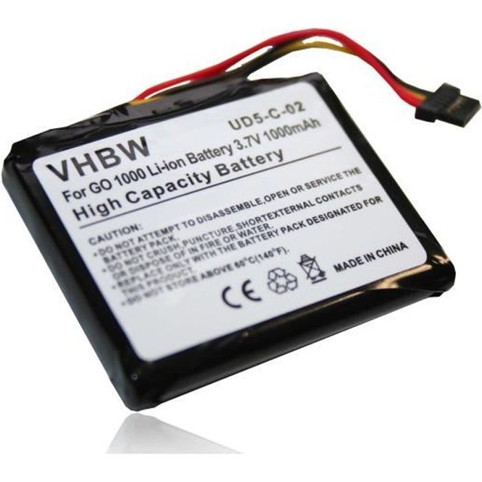 vhbw Li-Ion batterie 1000mAh pour système de navigation GPS TomTom Go 1000, 1000 Live, 1005