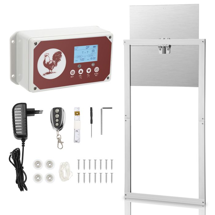 Meilleurs prix pour Riossad 7.8W Porte de poulailler automatique en alliage d'aluminium Porte automatique de poulailler POULAILLER