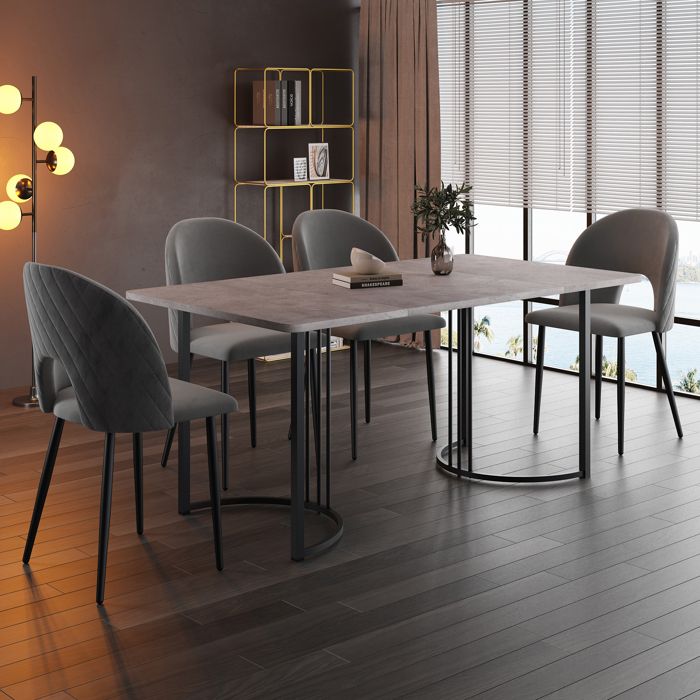 Groupe de salle à manger design moderne épaissi (set 140 × 80cm table à manger avec 4 chaises) ensemble de table de cuisine