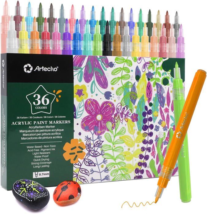 Set De 36 Stylos Aquarelle Double Tête – Livre De Coloriage Par Numéros – Activité Relaxante Pour Enfants Et Adultes