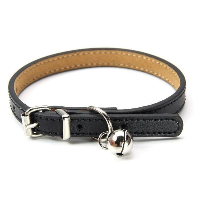 Meilleurs prix pour Collier pour chat en cuir avec clochette, noir, taille M (2,0 à 42 cm)