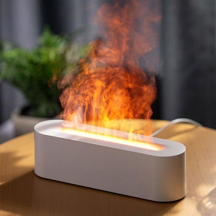 Humidificateur à Flamme - 240 Ml, Minuterie 3 Temps, Luminosité Réglable, Diffuseur D'huiles Essentielles, Télécommande - Pour Bureau, Chambre