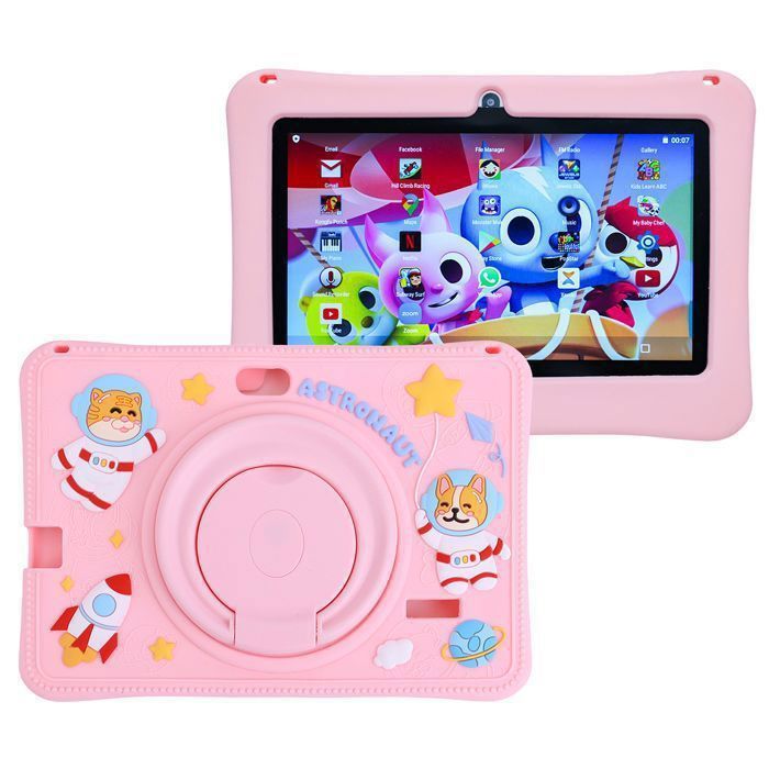 Tablette enfant Tactile – 7” IPS écran – 1024×600 – Android 10 System – 2+64GB – GPS – Wi-Fi  –  Rose