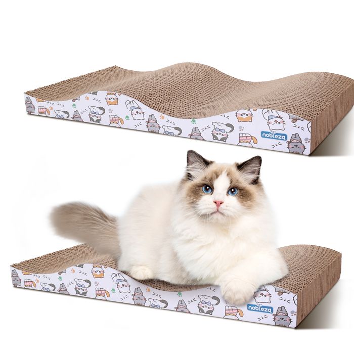 Nobleza - 2 Pièces Grattoir Chat Carton Griffoir Incurvé Réversible en Carton 40 x 21cm