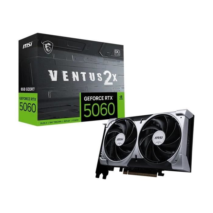 Carte graphique - MSI - GeForce RTX 5060 VENTUS 2X OC 8G - 8 Go GDDR6 - Double ventilateur TORX - Refroidissement efficace