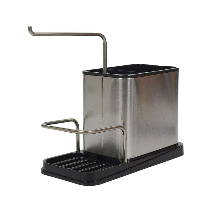 Pack Organisateur dEvier en Inox 3-en-1 Porte-Eponge + Brosse - KITCHEN