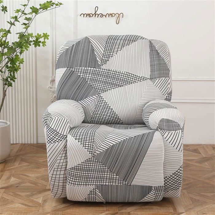 Housse de Fauteuil Relax Extensible 1 Place avec Poche Couverture de Chaise Canapé Protecteur pour Fauteuil Inclinable