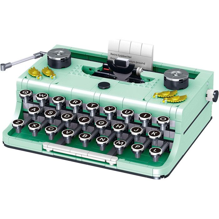 Machine à écrire rétro en blocs de construction 820 pièces jouet éducatif à assembler déco bureau cadeau Noël Halloween