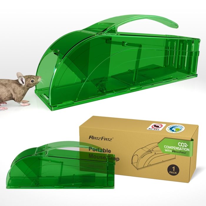 RatzFatz 1 Pcs Piège à Rat Vert – 25.2 × 6.8 × 8.5 cm Réutilisable Anti-Évasion Respectueux des Animaux pour Intérieur/Extérieur