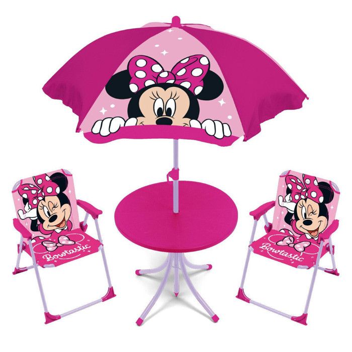 Set de jardin - Minnie Fuchsia - 1 table - 2 chaises - 1 parasol Set de jardin - Minnie Fuchsia - 1 table - 2 chaises - 1 parasol