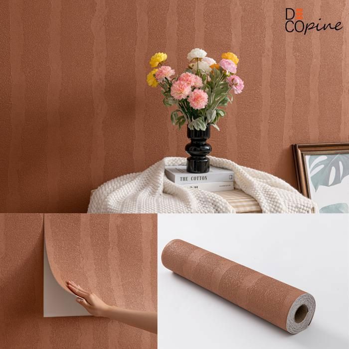 Papier Peint Mural Autocollant 3D - DECOPINE - Rouge - Effet Pierre - Écologique - 60x280 cm