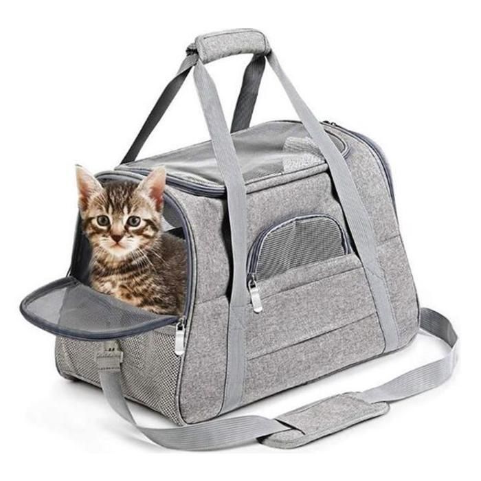 Sac à dos pour animaux - 44x25x28 cm - Tissu Oxford - Gris - Pour chiens et chats - FlashDog Tech