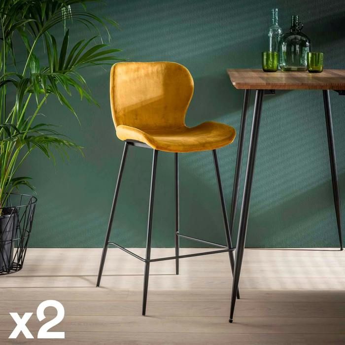 Chaise bar en velours doré MELBOURNE (lot de 2)