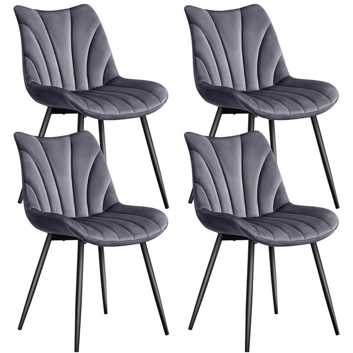 Yaheetech Lot de 4 Chaises de Salle à Manger avec Dossier Chaise de Cuisine Rétro Assise en Velours et Pieds en Métal Gris Foncé Yaheetech Lot de 4 Chaises de Salle à Manger avec Dossier Chaise de Cuisine Rétro Assise en Velours et Pieds en Métal Gris Foncé