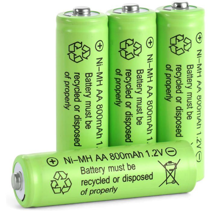 Ni-Mh Piles Rechargeables AA 4PC 800mAh 1 2V Haute capacité pré-chargées NiMh Piles pour Frontale LED télécommande Guirlandes