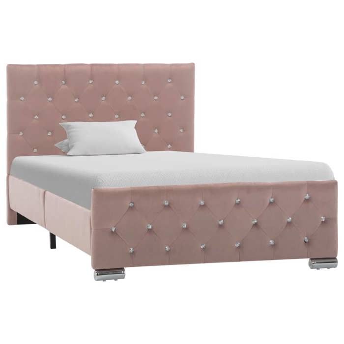 Rose Cadre de lit sans matelas Rose Velours 100x200 cm - Lit chambre H12812