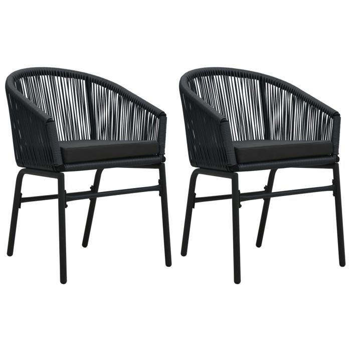 Chaise Relaxant Noir - Magnifique Chaises de jardinChaises de balconlot de 2Noir Rotin PE 58x58x78cm CL9101700