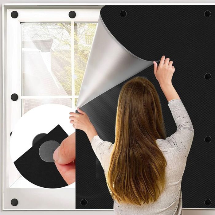Store occultant magnétique - PZCC - 400x145 cm - Sans perçage - Isolation thermique - 100% occultant