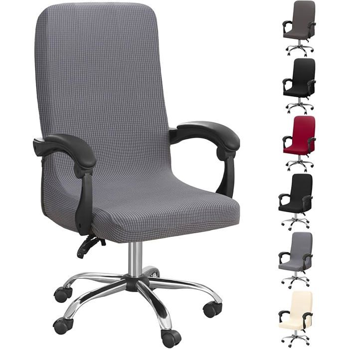 Housse de Chaise de Bureau XJYDNCG Housse Fauteuil Bureau avec accoudoirsextensible - M - Gris