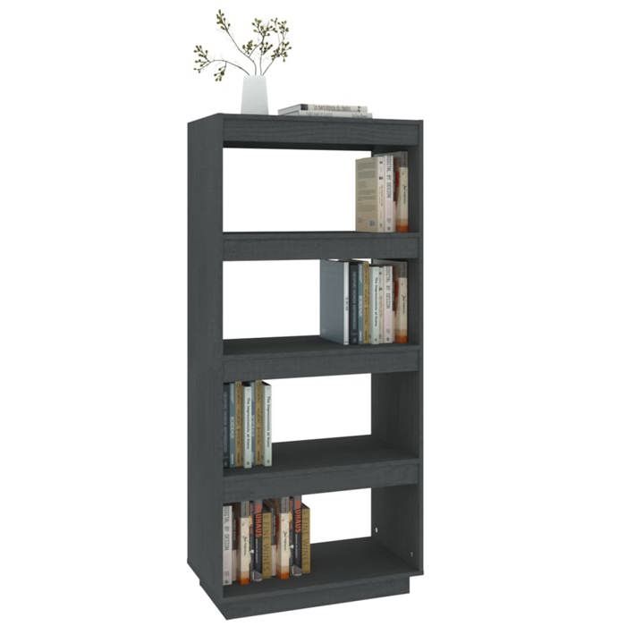 MEUBLE DE SEJOUR Gris - MODE Bibliothèque salon -/Séparateur de pièce Gris 60x35x135 cm Pin massif Nettoyer facile_09_3742