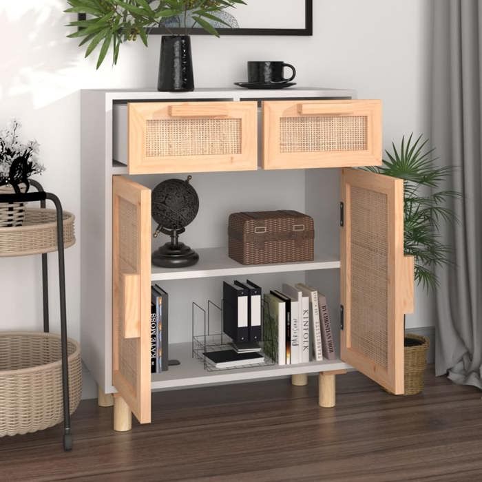 Buffet bahut - vidaXL - bois de pin massif - naturel - 2 tiroirs - 2 compartiments - grand rangement - 60 x 30 x 75 cm 15zly92b