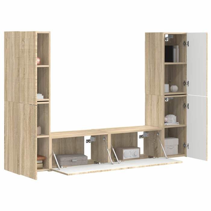 Meuble TV - 6 pièces - vidaXL - bois dingénierie - chêne sonoma - LED - 30 x 31 x 60 cm 828dfq26m