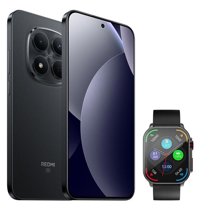Smartphone Xiaomi REDMI Note 15 Pro 5G 12 Go RAM 512 Go ROM Noir Avec Montre connectée