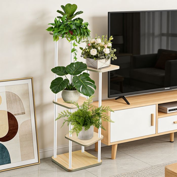 5 Étages Support Plantes Porte Plante Étagère Plante Pour Plusieurs Plantes Étagère Verticale Pour Salon Balcon Blanc