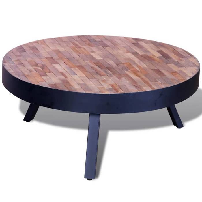 EASYLIFE Table basse ronde Bois de teck recyclé  VIDAXL Cadre stable LL67
