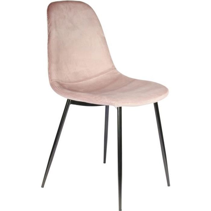 Poufs fauteuils et chaises - Chaise en velours côtelé - Giulia - L 54 cm x l 44,2 cm x H 85,2 cm - Rose