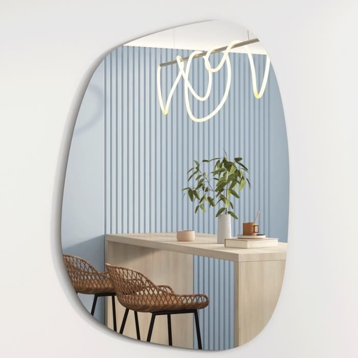 Miroir design Albatros Miroir mural ou miroir de porte asymétrique, forme organique moderne Miroir Ovale et Large [60cm x 45cm]