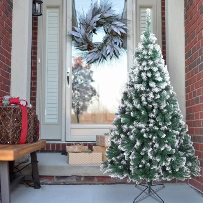 Sapin de Noël Artificiel 210 cm 870 Branches à blanches en aérosol