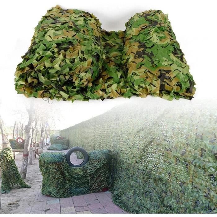 Filet de camouflage - 6 x 4 m Jungle - Protection solaire - Ombrage extérieur - Bordure et corde fixe