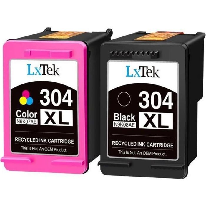 304XL - Pack de 2 cartouches compatibles HP 304 XL - Sans niveau d'encre -  Noir + Couleur